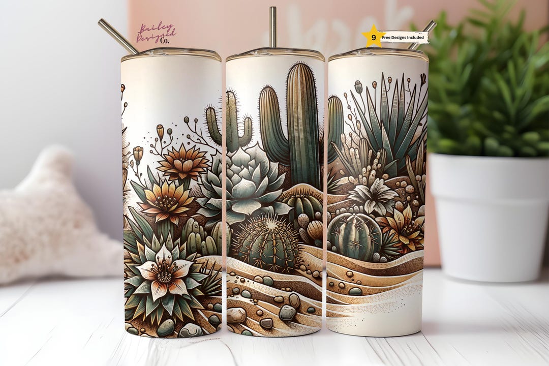 Boho Southwestern Cactus Succulent 20 Oz Skinny Tumbler Sublimation ...
