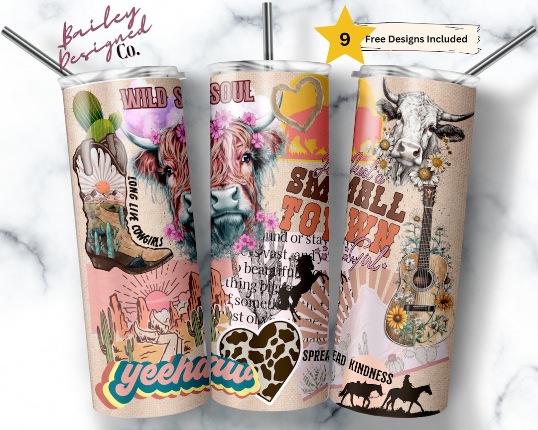 Yeehaw Cowgirl 20 Oz Skinny Tumbler Sublimation Design Digital Download ...