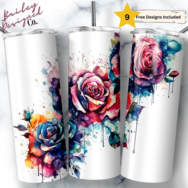 Abstract Rose 20 oz Skinny Tumbler Sublimation Design Digital Download PNG Instant DIGITAL ONLY, Floral Roses Tumbler