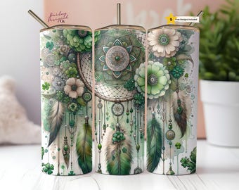 Boho Feather Dreamcatcher 20 oz Skinny Tumbler Sublimation Design Digital Download PNG Instant DIGITAL ONLY, Tumbler Wrap