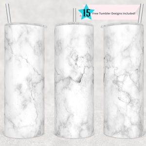 Mármol gris blanco 20 Oz vaso delgado envolver plantilla recta descarga digital gráficos de sublimación descarga instantánea imagen 1