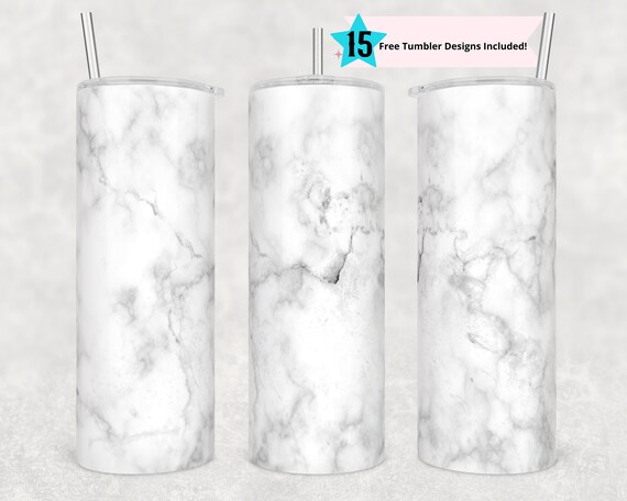 White Grey Marble 20 Oz skinny tumbler wrap straight template digital download sublimation graphics instant download