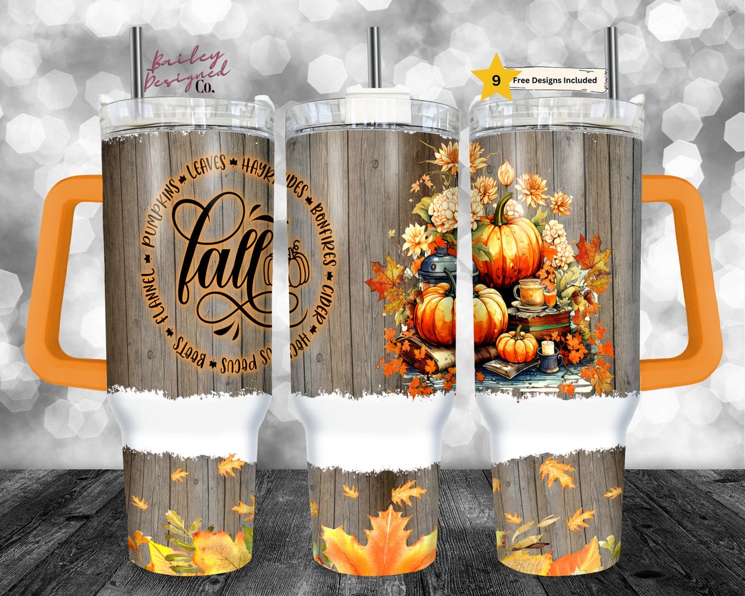 40oz Tumbler Wrap - Autumn Fall Vibes PNG Tumbler Design Sublimation ...