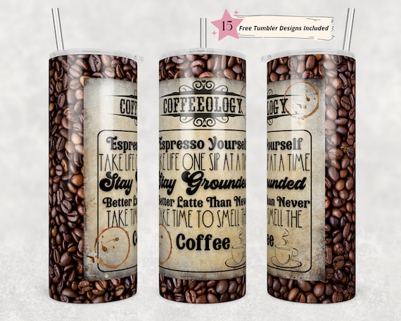 20oz Skinny Tumbler Coffeeology Sublimation Design Templates,Straight PNG Digital Download. Sarcastic Coffee Humor , Cute Coffee Design