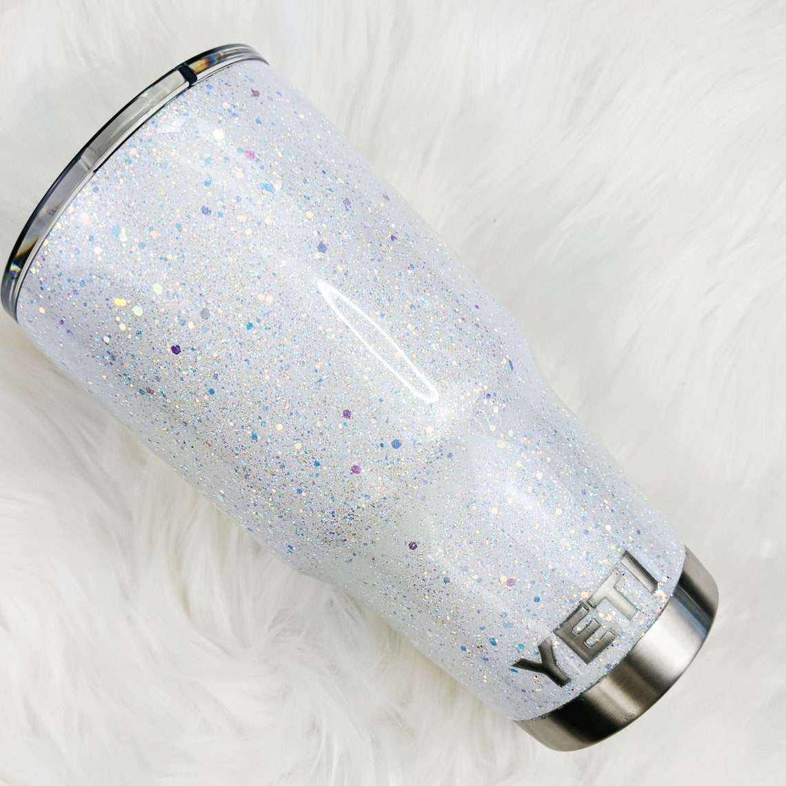 White Glitter Tumbler White Opal YETI Personalized Glitter Etsy