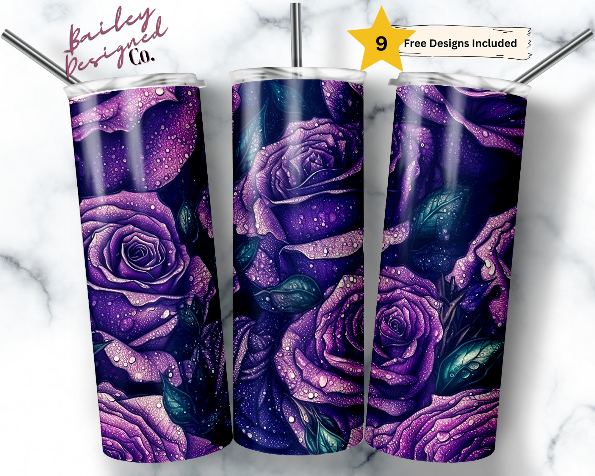 Purple and White Flowered Cold Cup