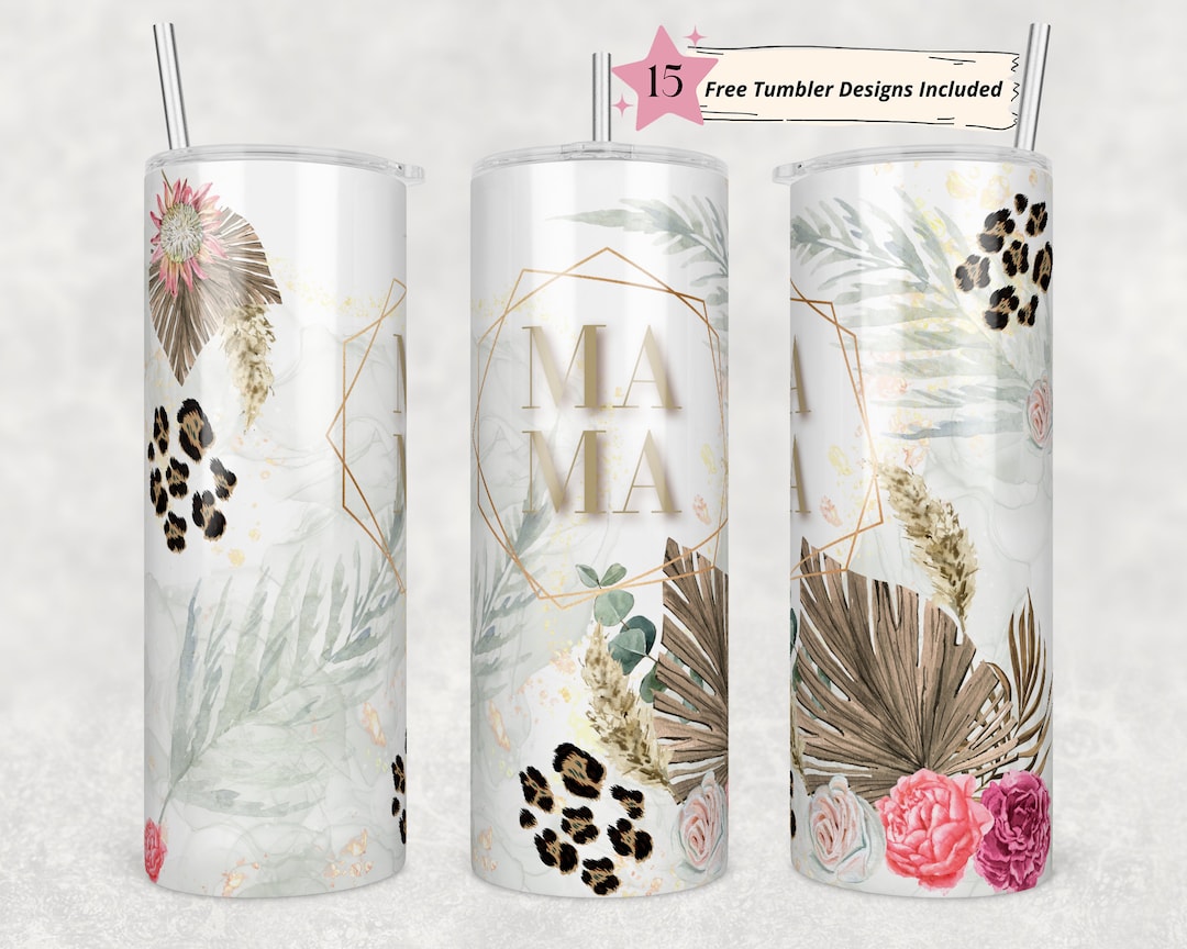 20oz Skinny Tumbler MAMA Leopard Cheetah Glitter Sublimation Designs ...