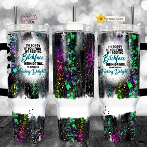 Resting Bitchface 40oz Tumbler Wrap - PNG Tumbler Design Sublimation Designs Downloads -Funny Rude Sublimation Tumbler with Handle Wrap
