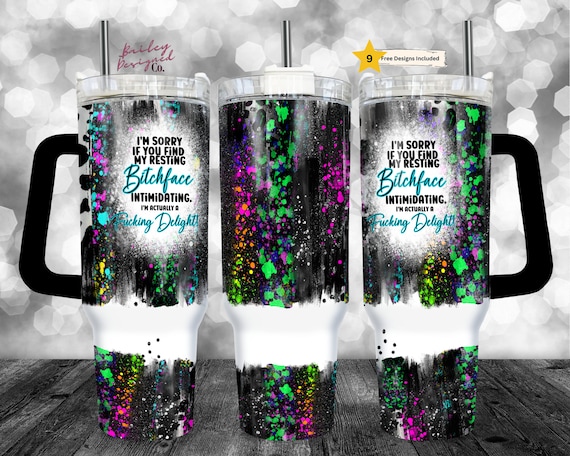 Resting Bitchface 40oz Tumbler Wrap - PNG Tumbler Design Sublimation Designs Downloads -Funny Rude Sublimation Tumbler with Handle Wrap