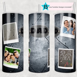 20oz Skinny Tumbler Family Photo Mens Fathers Day Sublimation Design Templates Photo Tumbler Straight PNG File Digital Download Frame Design