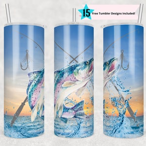 20 oz Skinny Tumbler Sublimation Speckled Trout Fishing wrap, straight template Fishing Tumbler digital download PNG Fishing Lure