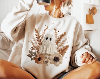 Fall Boho Sunflower Cute Ghost PNG Sublimation Design Instant Digital Download, Cute Graphics, Glass Jar png Design, Tshirt Design