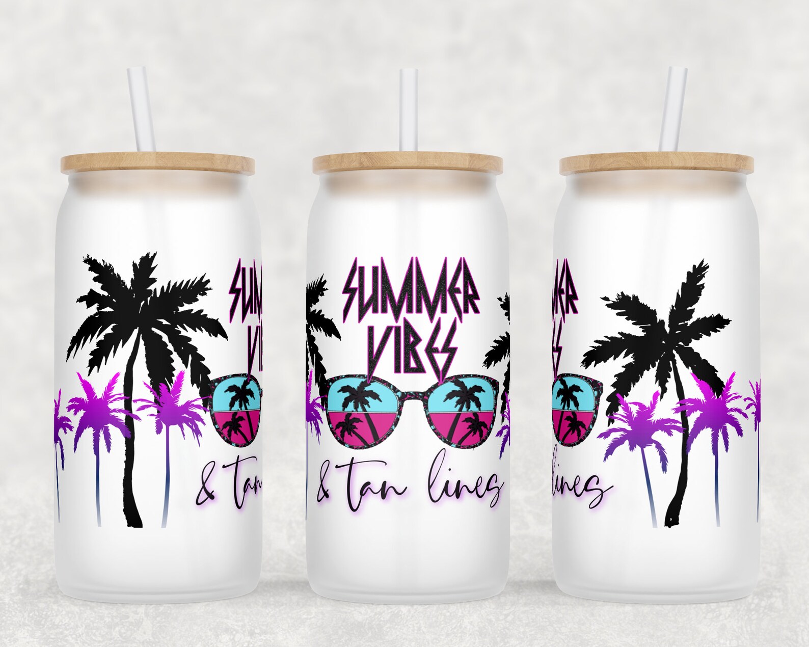 Summer Vibes and Tan Lines Glass Can Wrap Digital - Etsy