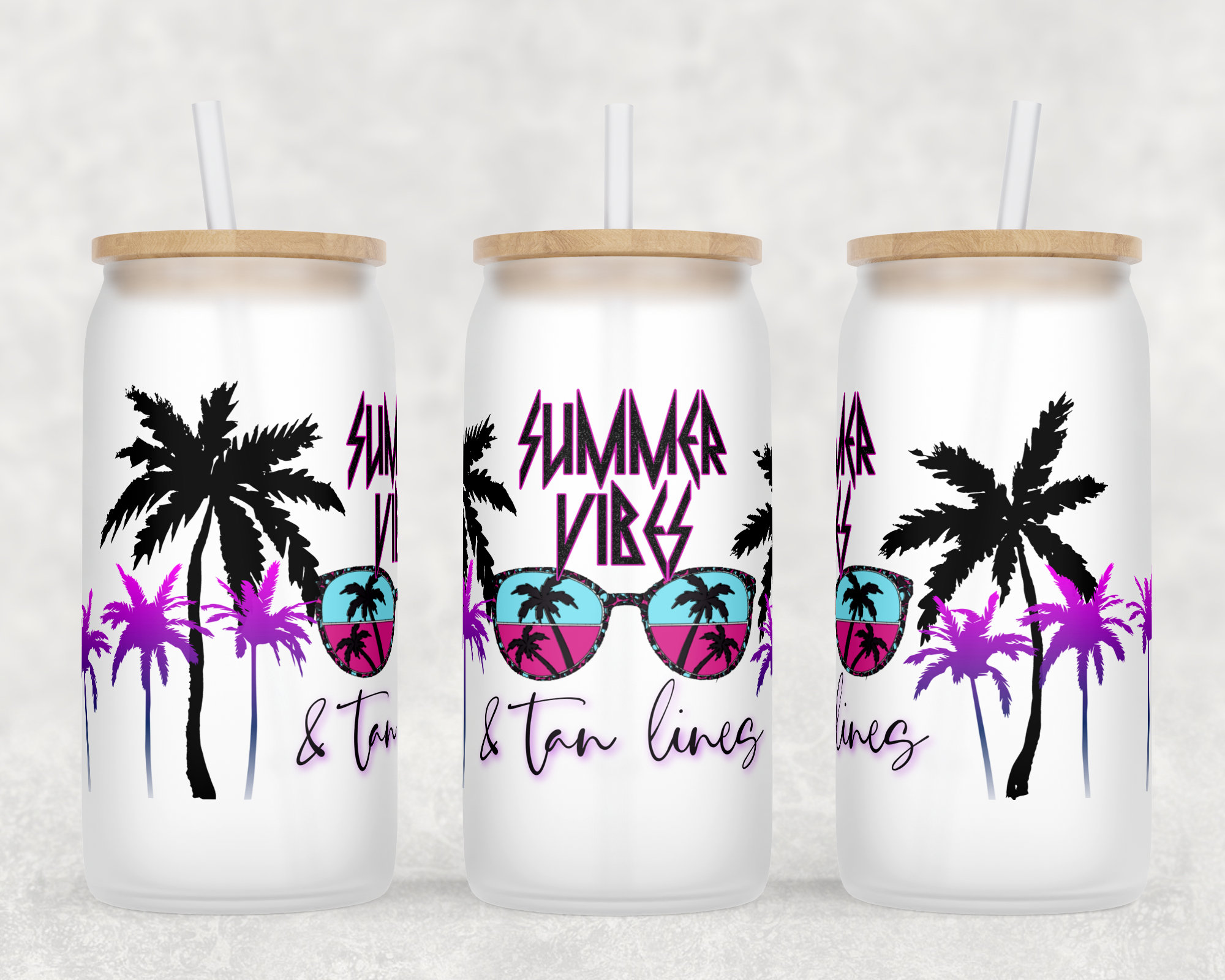 Summer Vibes and Tan Lines Glass Can Wrap - Digital Sublimation Design ...