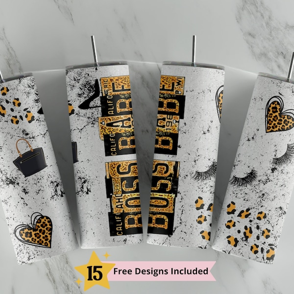 Boss Babe 20oz Skinny Tumbler Sublimation Design Templates, Straight PNG Digital Download, Girl Power, Female Entrepreneur