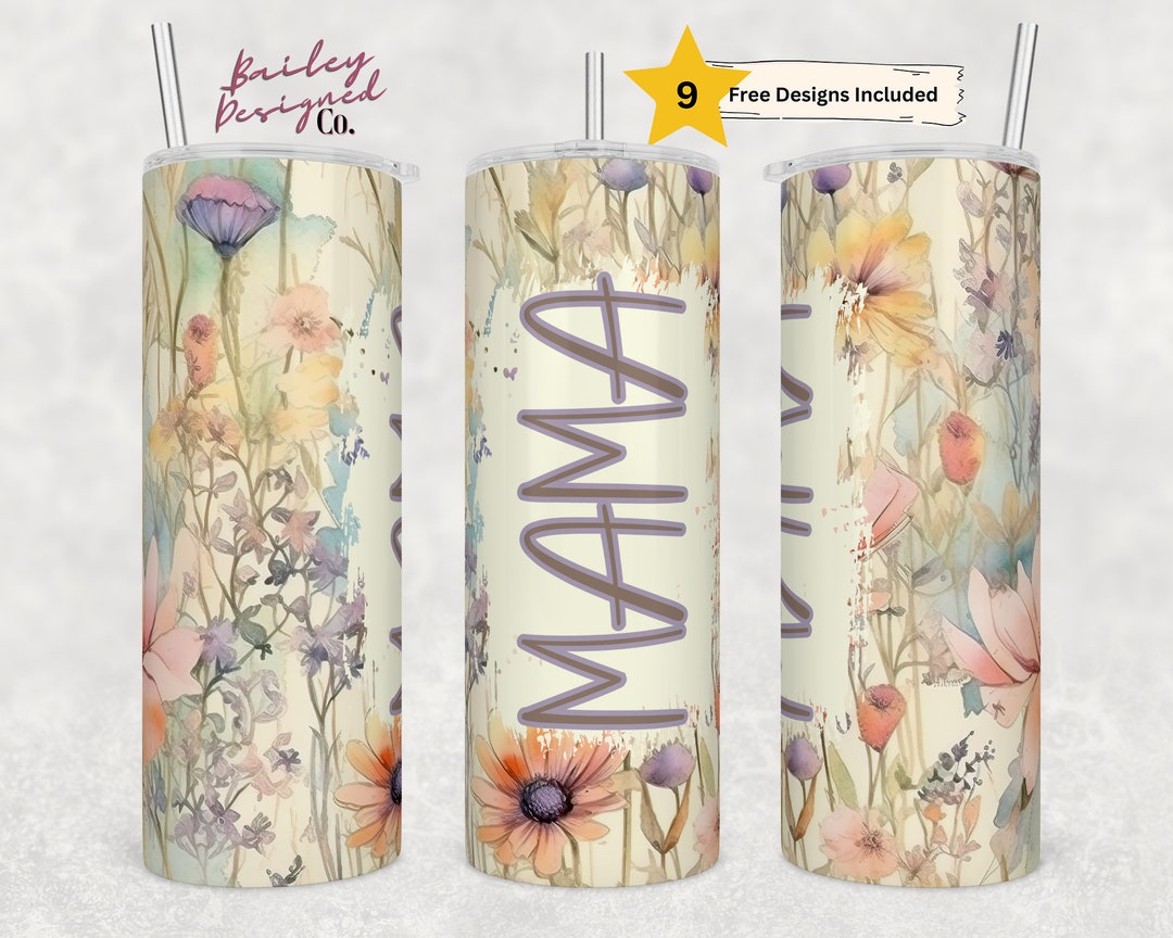 2 Files - Mama Floral 20 Oz Skinny Tumbler Sublimation Design Digital ...