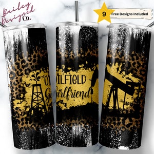 20 oz Skinny Tumbler Oilfield Oil Rig Leopard Grunge Oilfield Girlfriend Sublimation Design Digital Download PNG Instant DIGITAL ONLY