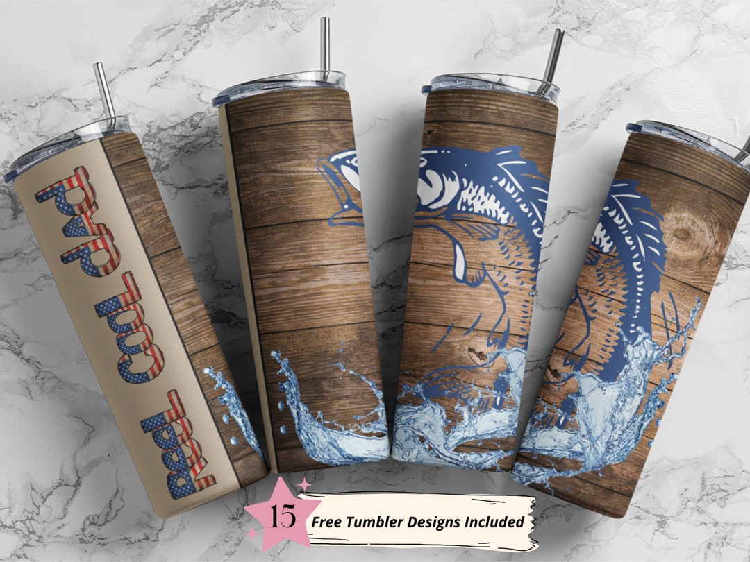20 Oz Skinny Tumbler Sublimation Reel Cool Dad Fishing Wrap - Etsy