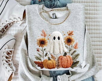 Fall Boho Sunflower Cute Ghost Pumpkin PNG Sublimation Design Instant Digital Download, Cute Graphics, Glass Jar png Design, Tshirt Design