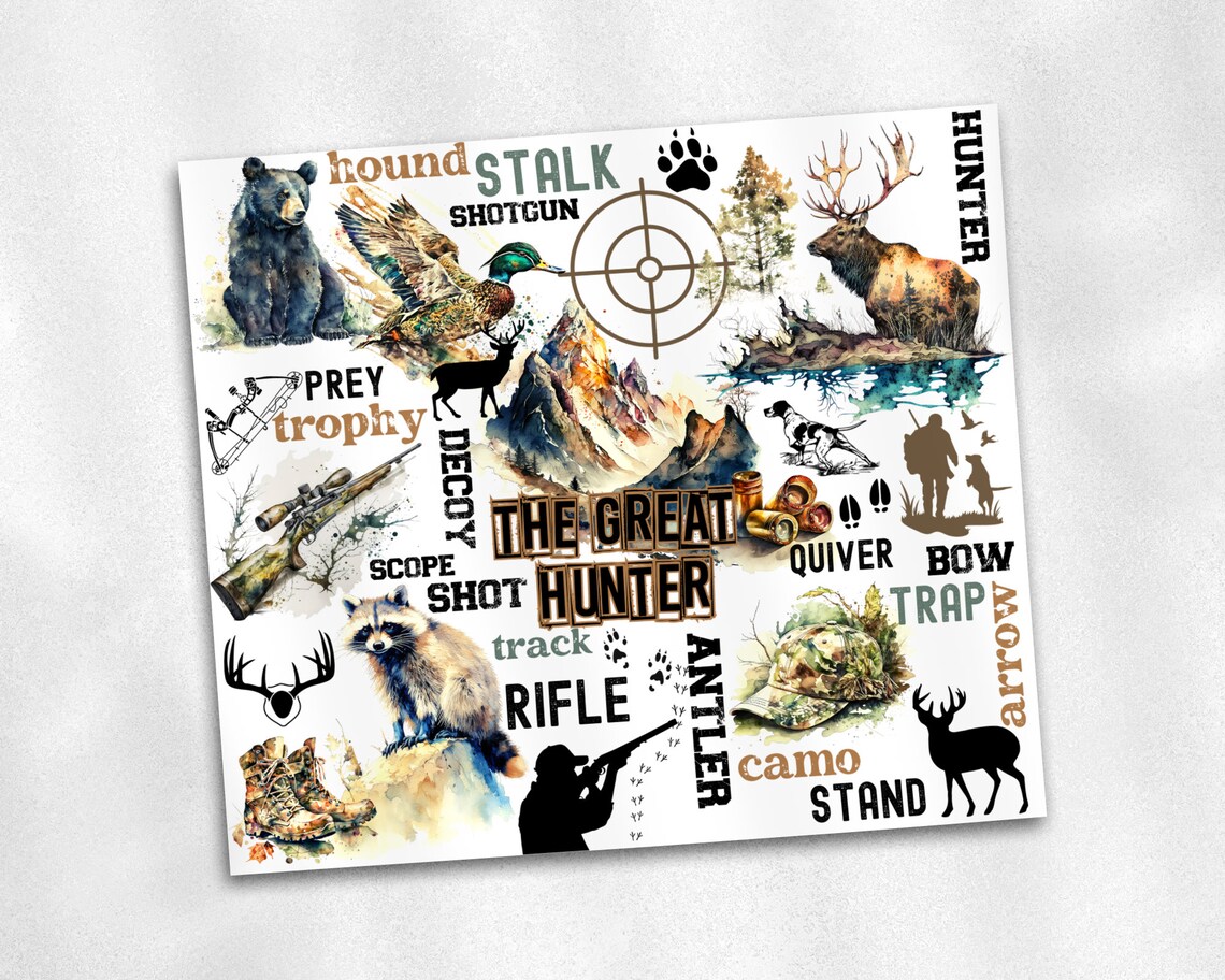 Hunting Season 20 Oz Skinny Tumbler Sublimation Design Digital Download ...