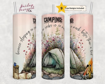Funny Camping 20oz Skinny Tumbler Tent Camper PNG Sublimation Design, Camper tumbler Print Straight PNG File Digital Download