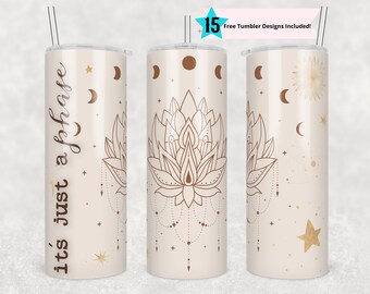 Copo magro de 20 onças é apenas um modelo de design de sublimação de fase, copo de afirmação inspirador reto PNG digital positivo celestial