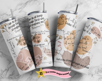 20oz Skinny Tumbler Christian Bible Verse Affirmations Sublimation Design Templates, Straight PNG Digital Download, Positive + Inspirational
