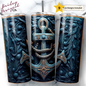 3D Tumbler Wrap Anchor Deep Sea 20 oz Skinny Tumbler Sublimation Design Digital Download PNG Instant DIGITAL ONLY, Ocean Tumbler