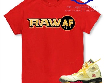 Camiseta a juego con la Jordan Retro 5 Off White Sail "Raw AF", camiseta Off White Sail Retro 5