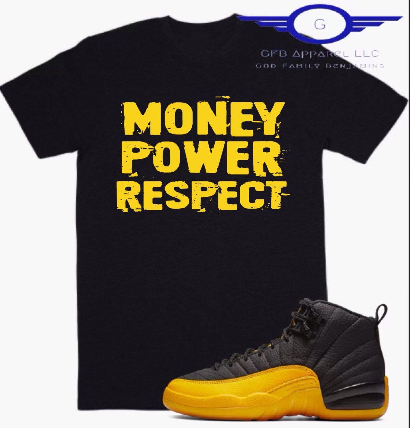 jordan 12 black university gold shirt