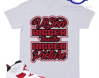 Camiseta Jordan Retro 6 Carmine, camiseta Vision Bigger Than The Picture, camiseta Retro 6 Carmine