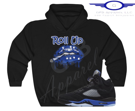 Roll up Hoodie to Match Retro 5 Racer Blue Racer Blue Hoodie Racer Blue Sneaker Hoodie Etsy