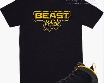 Shirt to Match Jordan 9 Retro Dark Charcoal University Gold, "Beast Mode" Shirt, Retro 9 Dark Charcoal University Gold Shirt