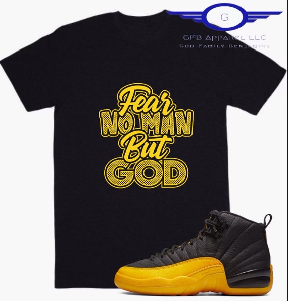 gold and black jordan 12 shirt