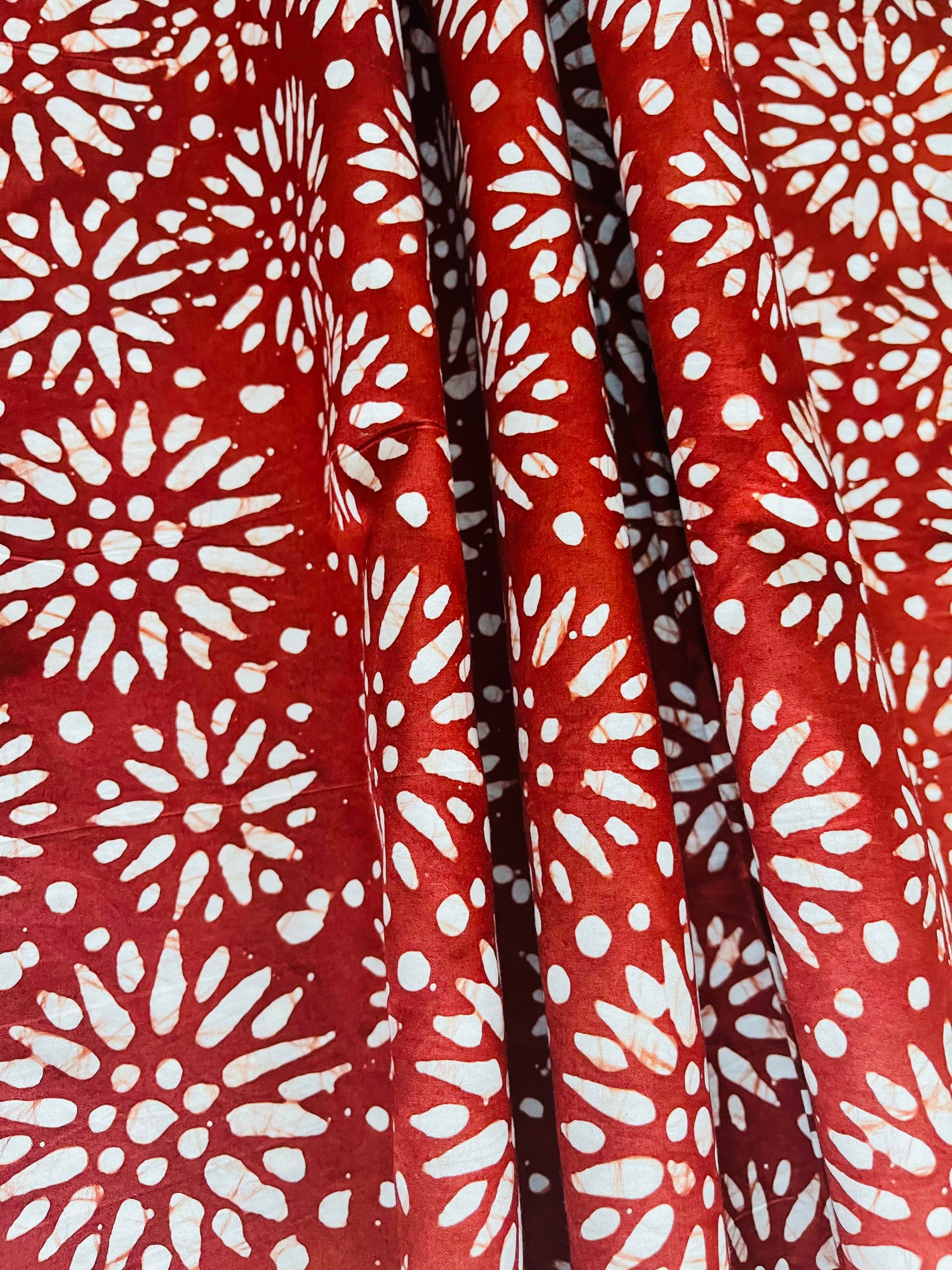 Handmade Batik Fabric African Fabric Cotton Fabric Red and | Etsy