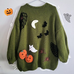 Halloween Sweater Costumes, Pumpkin Ghost Spider Sweater, Knit Puffy Cardigan Clothes, Turtleneck Sweater, Couples Halloween Costumes