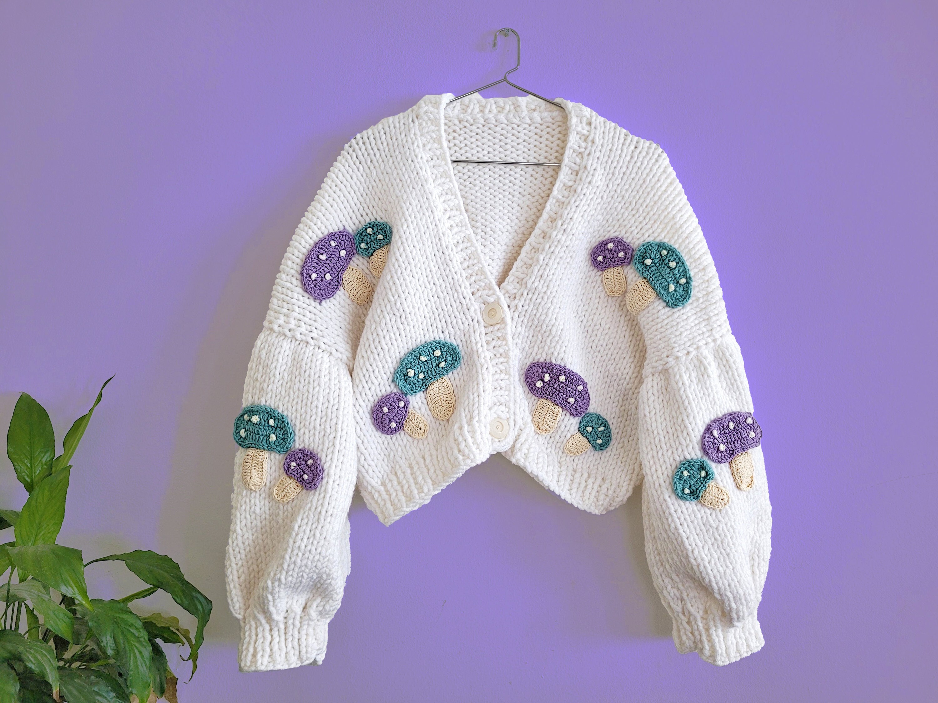 Mushroom Cardigan - Chunky Knit Cardi , Summer Cardigan
