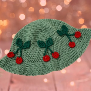 Crochet Cherry Bucket Hat Christmas Gift , Woven Fruit Hat Santa Cap, Christmas Headwear Beanie mini santa hats