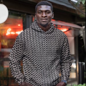 Chainmail Print Pullover Hoodie (Designed, printed, and shipped from the USA)