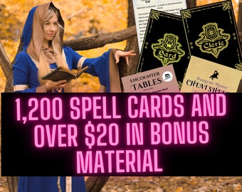 DnD Spell Cards Digital Download Bundle | Dungeon Master Aid| Spell Cards for Every Class | D&D Spellbook | Spell Card Deck | 5e Compatible