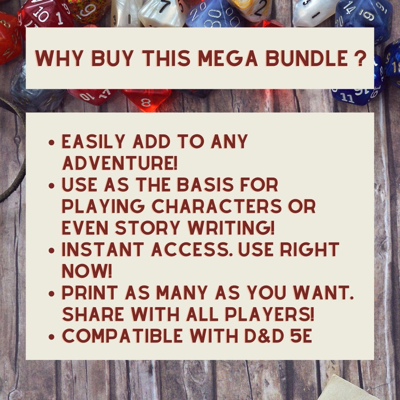 100 Dnd Npcs Digital Download Dungeon Master Toolkit for Character