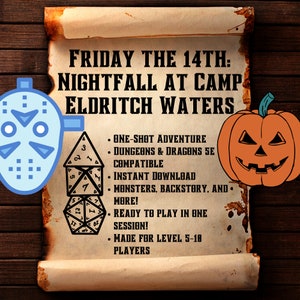 Sexta-feira 14: Anoitecer no Acampamento Águas Sobrenaturais - Aventura de um tiro D&D 5E | Campanha de Sexta-feira 13 | Aventura de Halloween | D&D de Terror