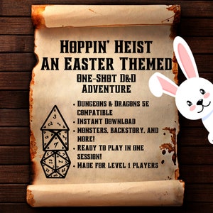 Hoppin' Heist - Uma aventura única de D&D de Páscoa para personagens de nível 2 a 5 | TTRPG | Baixar DND Digital | Mestre da Masmorra