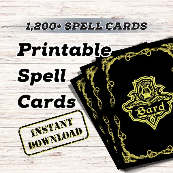 Dnd 5e Spell Card Etsy