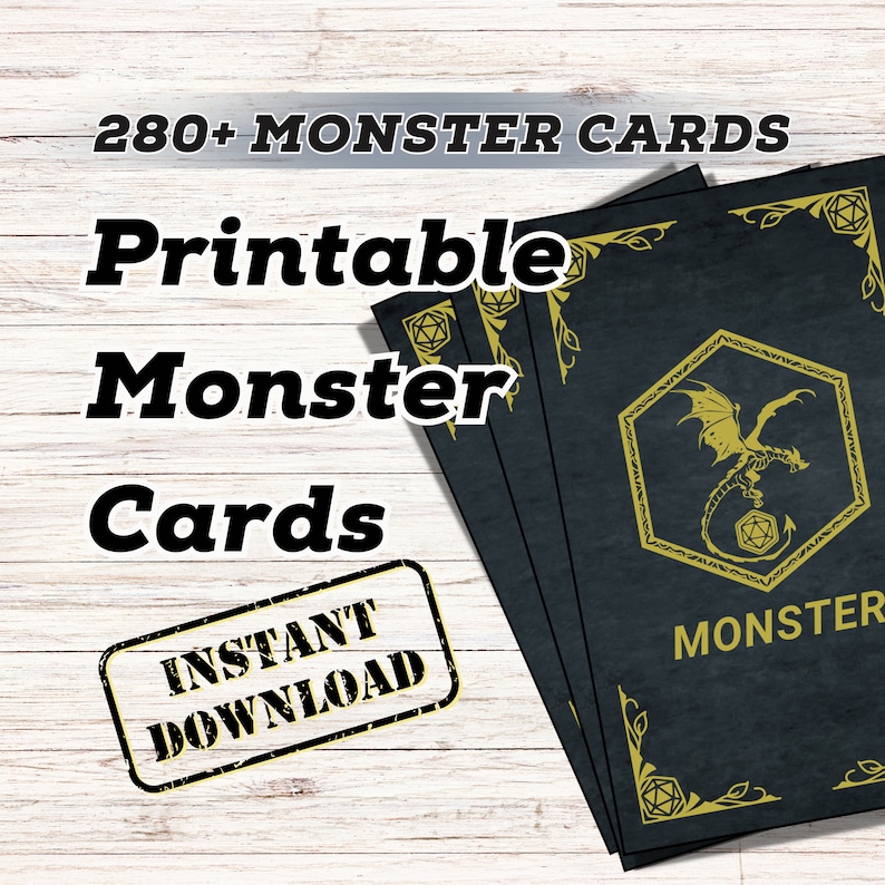280 Monster Cards From Dungeons &amp; Dragons 5E | PDF Download | Printable ...