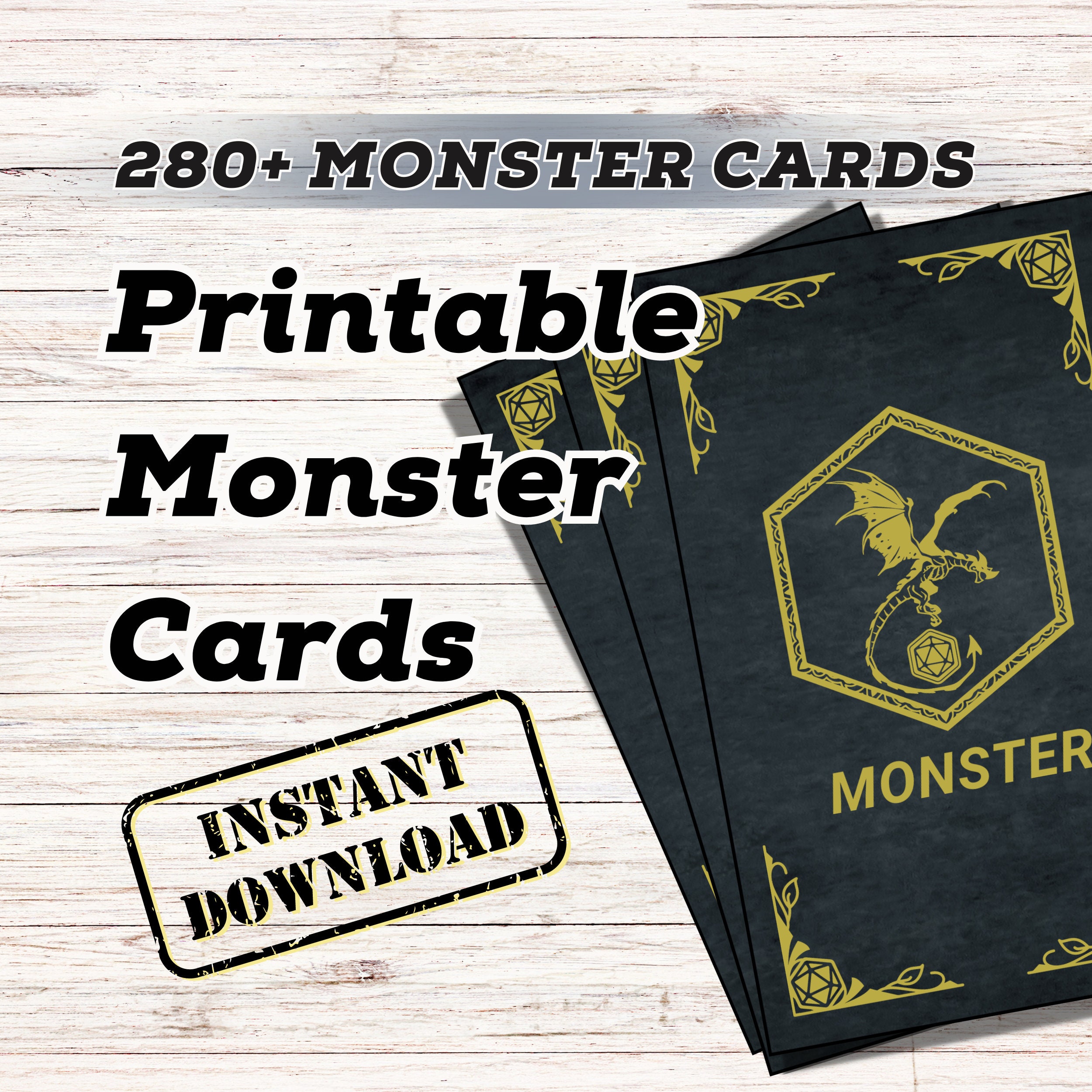 280 Monster Cards from Dungeons & Dragons 5E | PDF Download | Printable Monster Cards | DM's Game Aid | DnD Tools | Dragons to Dretchs