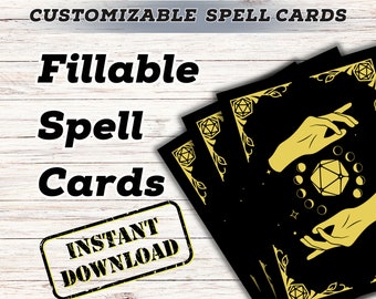 Customizable D&D Spell Cards: Fillable PDF (Digital Download)