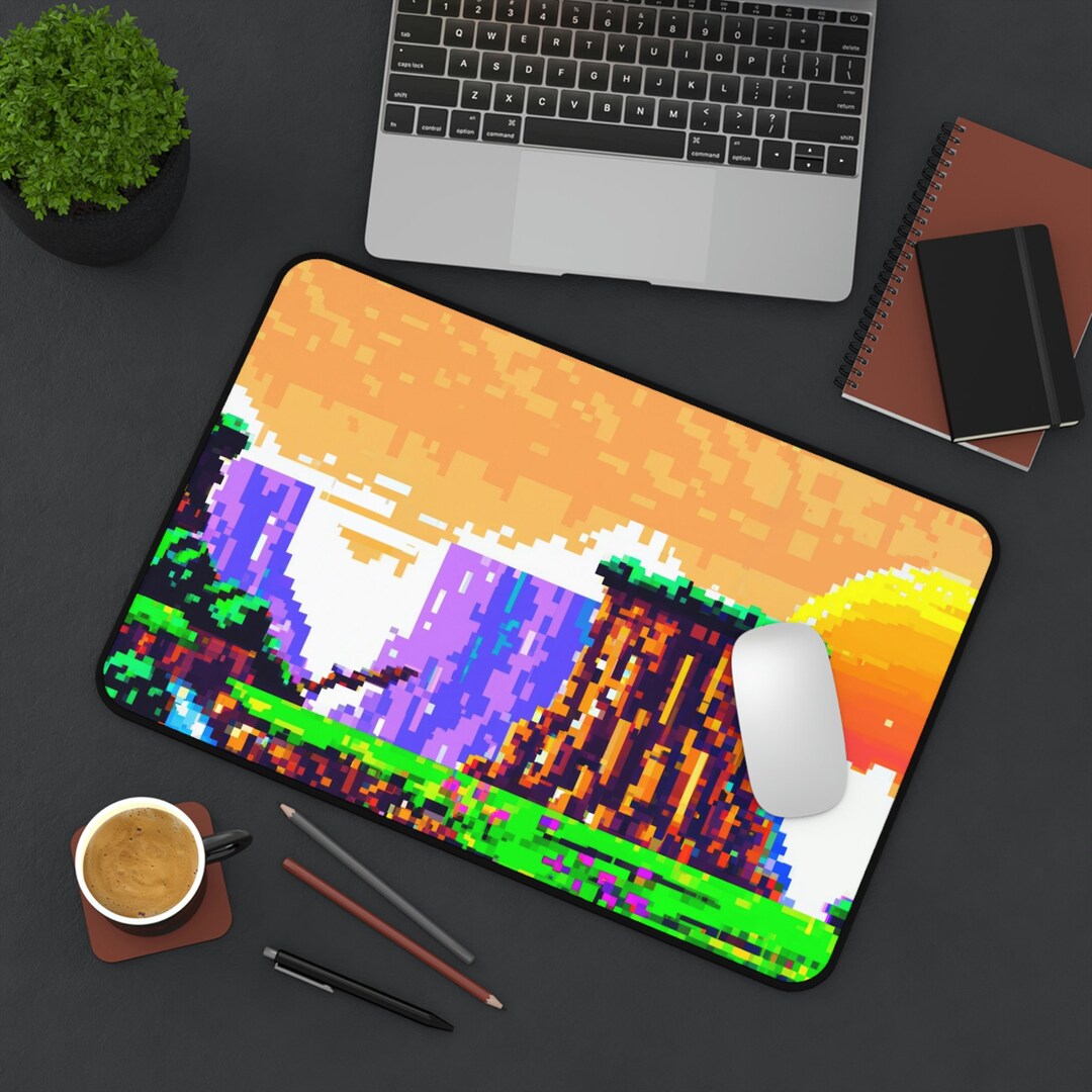 Pixel Art Desk Mat scroller Sunset Gamer Mouse Pad Pixel Etsy
