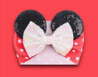 Mouse Ear Headband, Mouse Ear Glitter, Mouse Ear with Bow, Mouse Ears Princess, Mouse Ears for Baby, Mouse Ears Birthday, Baby Mouse Ears
