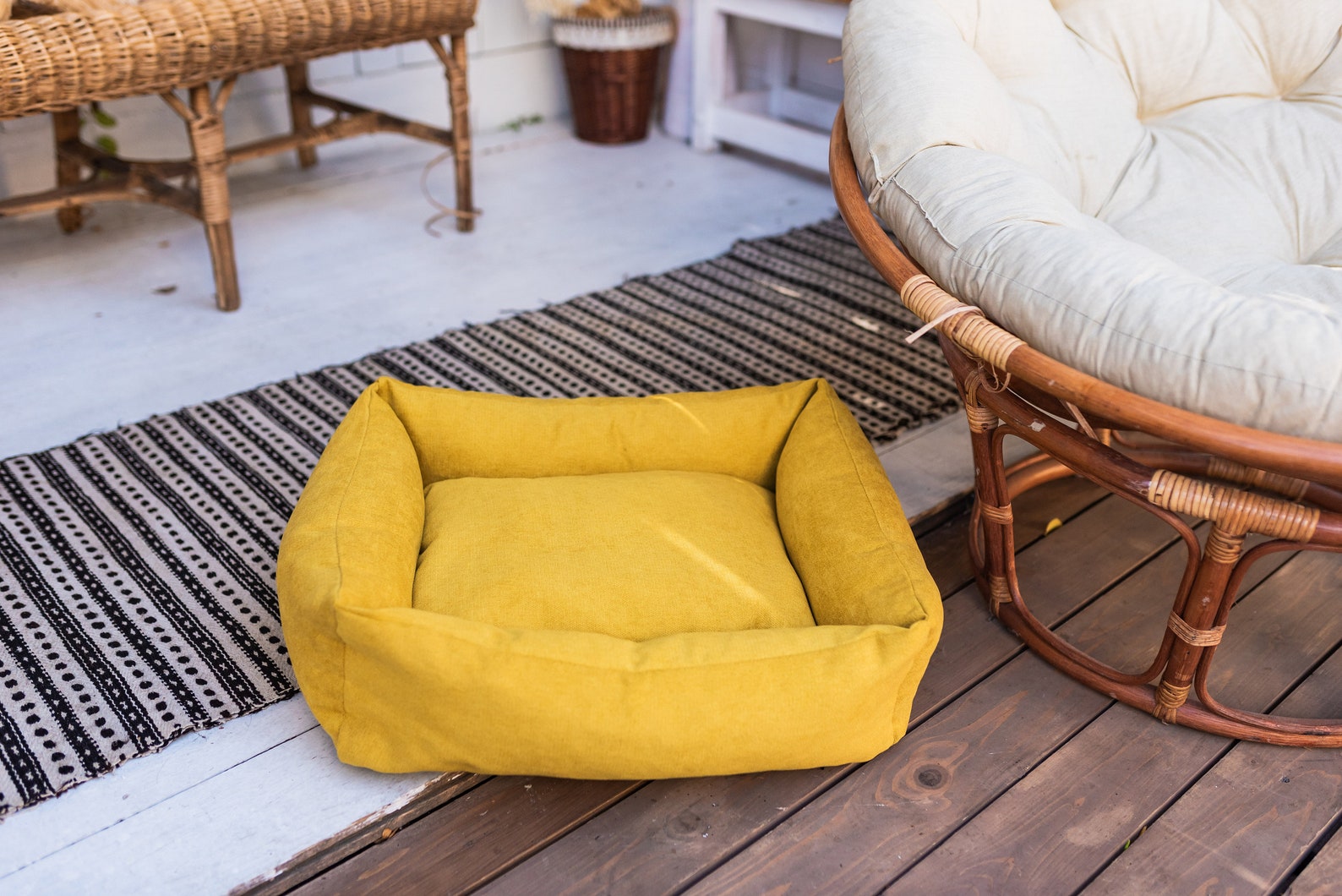 Yellow dog bed with removable cover pet bed gift for dog Etsy